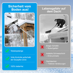 SWANEW Photovoltaik Schneeschieber, Aluminium Schneeschaufel, Dachräumer, 196-636cm