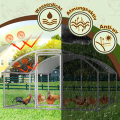 SWANEW Hühnerstall Freilaufgehege, 3 x 4 x 2 m, Dome Roof Freigehege, Verzinkter Stahl