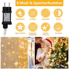 SWANEW LED Eisregen lichterkette, 5m/10m/15m LED Lichtervorhang, IP44 Außen weihnachtsbeleuchtung
