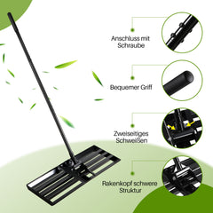 SWANEW Rasen rakel, Rasenschieber, Flächenebner, Wiese Rechen, 75cmx25cm