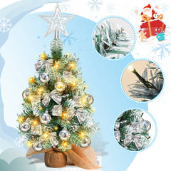 SWANEW Mini Weihnachtsbaum mit LED Beleuchtung, 40CM Tannenbaum Dekoration