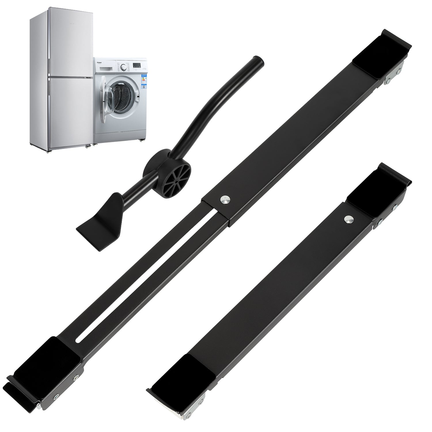 SWANEW 2er Set Ausziehbares Waschmaschinen Untergestell, 45-70 cm Waschmaschinensockel mit Bremse, Belastung 300 kg