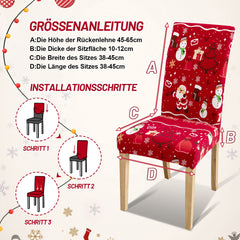 SWANEW Weihnachtliche Stuhlhussen 6/12er Set, Elastische Universelle Stuhlbezüge