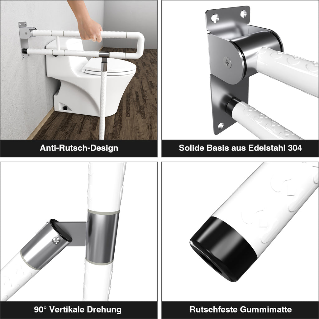 SWANEW WandstĂŒtzgriff Toilette, Klappgriff Haltegriff Dusche, Rutschfeste WC Aufstehhilfe Sicherheitsgriff