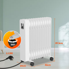 SWANEW Ölradiator Elektroheizung 2500W, Thermostat, Ölheizung Energiesparend