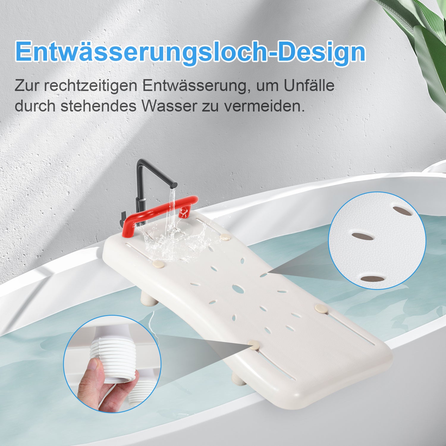 Badewannensitz Sitzbrett mit Rot Griff