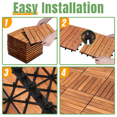 SWANEW Holzfliesen, Terrassenfliese, Balkonfliesen, 30x30 cm, 1-5 m²