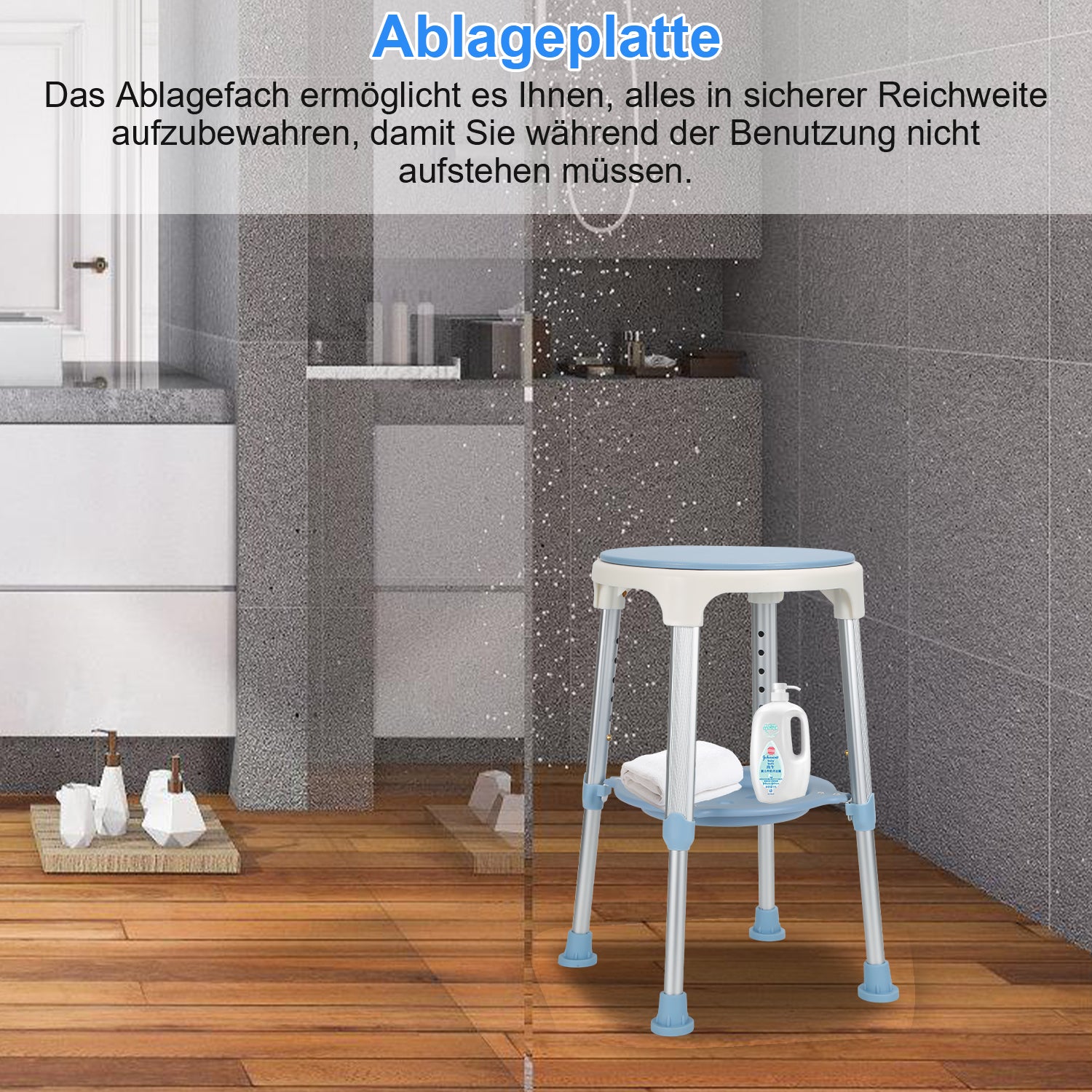 360°Drehbarer Duschhocker Duschstuhl Höhenverstellbar 42-54 cm