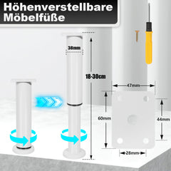 SWANEW 4er Set Edelstahl Möbelfüße, Möbelbeine Höhenverstellbar, Füße für möbel mit Schrauben, Belastbar bis 300 KG