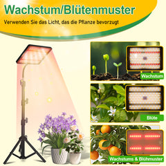 SWANEW Pflanzenlampe LED mit Ständer, Höhenverstellbare Pflanzenleuchte LED Vollspektrum, 242 LEDs Grow Lampe