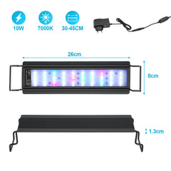SWANEW Aquarium LED Beleuchtung RGB Spectrum, Aquarienbeleuchtung Dimmbare, Aquarium Lampe mit ausziehbarer Halterung, Aquariumleuchte