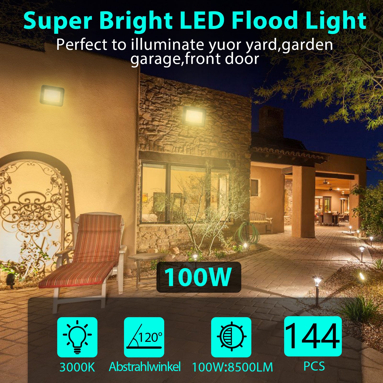 SWANEW LED Strahler Außen, LED Fluter 10W-100W, LED Scheinwerfer Kaltweiß/Warmweiß, Aussenstrahler IP66 Wasserdicht (Kein Stecker)