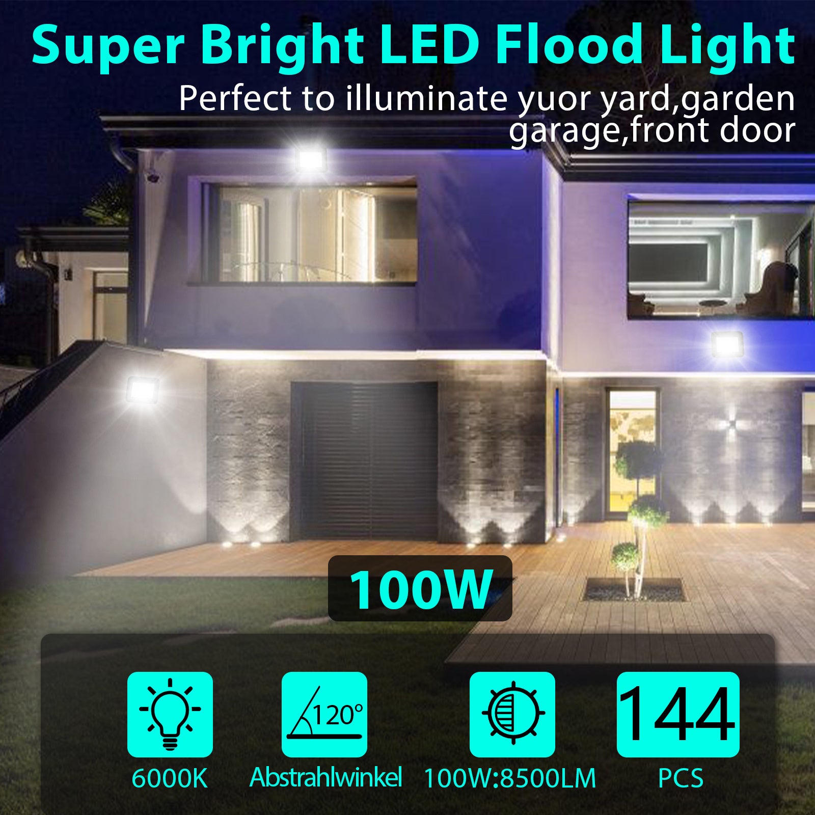 SWANEW LED Strahler Außen, LED Fluter 10W-100W, LED Scheinwerfer Kaltweiß/Warmweiß, Aussenstrahler IP66 Wasserdicht (Kein Stecker)