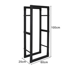 SWANEW Kaminholzregal innen metall Brennholzregal für innen außen, Kaminholzständer, Holzstapelhilfe, Schwarz