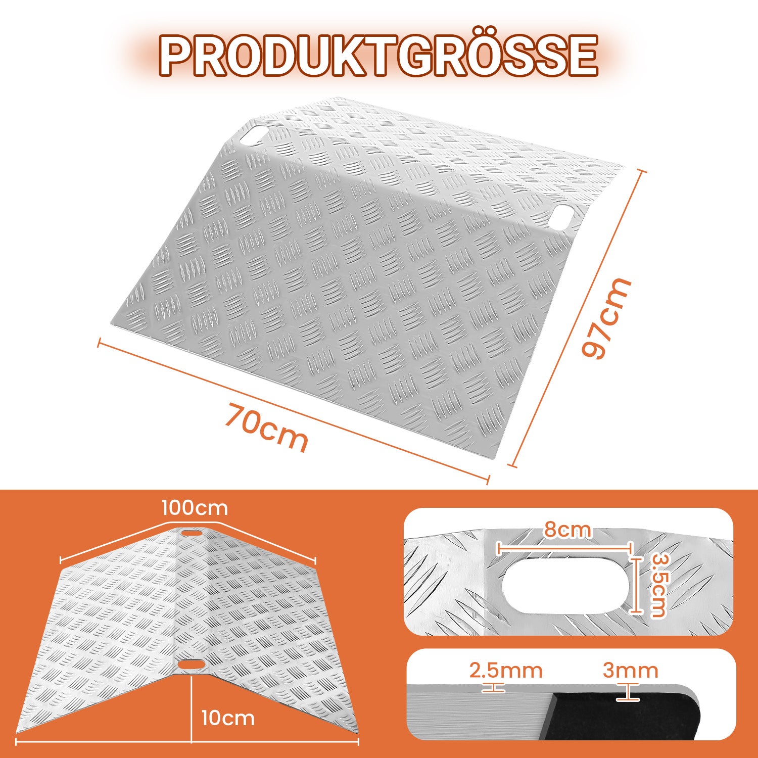 Türschwellenrampe aus Aluminium 60/80/100cm