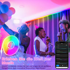 SWANEW LED Strip, Neon LED Strip, RGBIC Streifen mit App-Steuerung Musik-Sync DIY-Farbwechsel Lichtband, LED band Neon