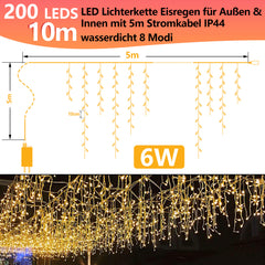 SWANEW LED Eisregen lichterkette, 5m/10m/15m LED Lichtervorhang, IP44 Außen weihnachtsbeleuchtung