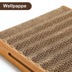 SWANEW Katzen Kratzbrett L förmig Kratzpappe Kratzmatte Eckkratzbrett, 62 cm Hohe Katzenkratzbrett mit Ballspielzeug