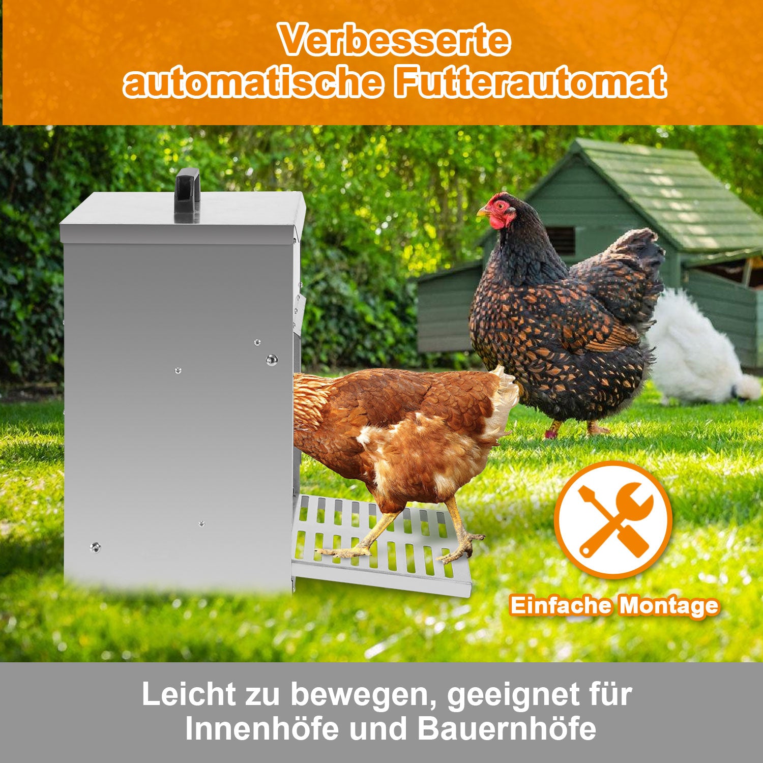 Futterautomat für Hühner mit Trittplatte & Deckel 5 kg