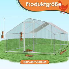 SWANEW Hühnerstall, Hühnerhaus, Freilaufgehege, 3x6x2m, Kleintierstall