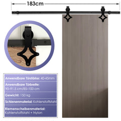 SWANEW Schiebetürsystem Schiebetürbeschlag Set Diamant Laufschiene für Schiebetüren 0,9M Track Rail Länge Holz-Gewichtskapazität 150kg Schiebetür Schiene Set Glasschiebetür Komplettset