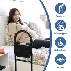 SWANEW Aufstehhilfe Bett, Aufstehhilfe Bett Senioren, mit Sensorlich, Aufstehhilfen mit Lagerung Tasche, Aufstehhilfe Höhenverstellbarer, Haltegriffe für Senioren