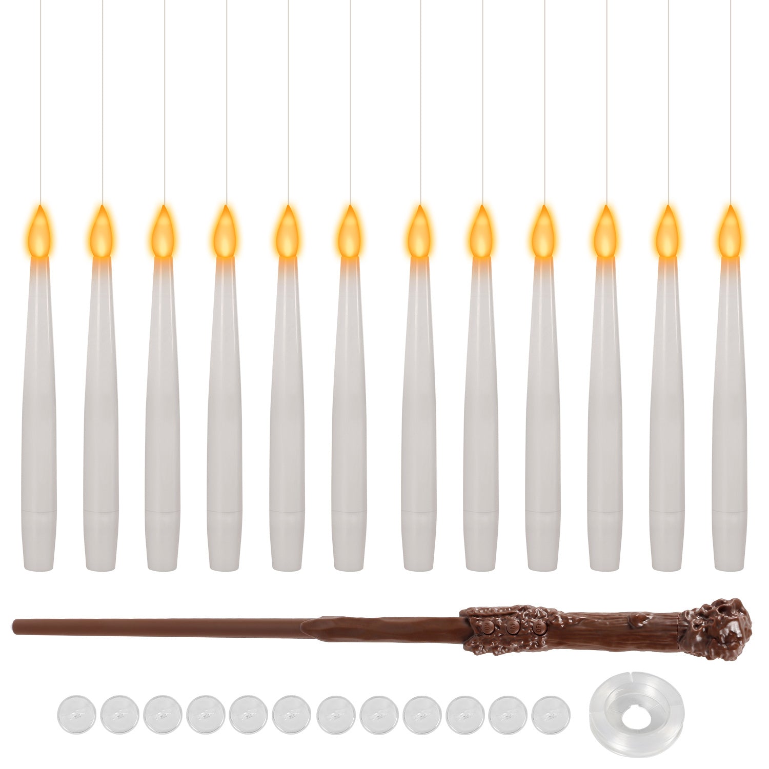 SWANEW 12Stk LED Schwebende Kerzen mit Fernbedienung und Timer, LED Zauberstab Kerzen, Halloween Weihnachten Deko