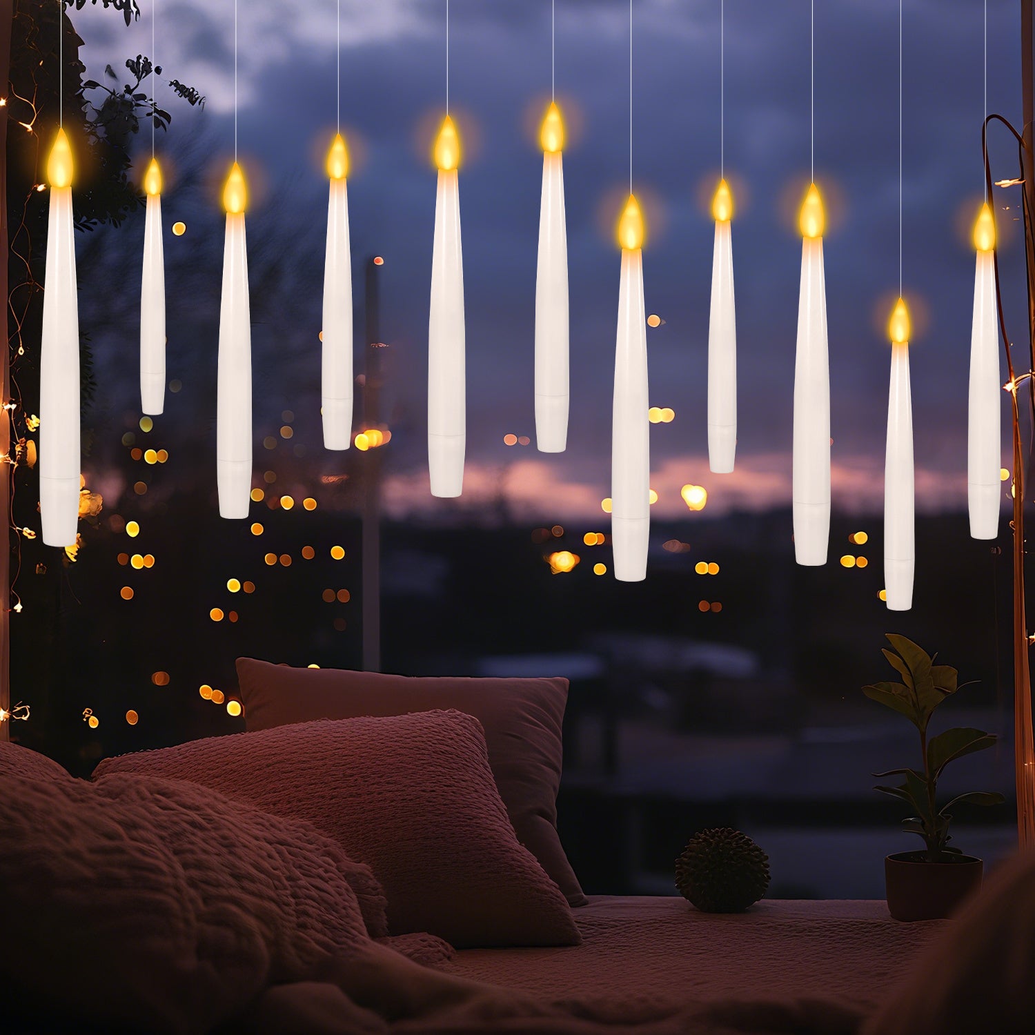 SWANEW 12Stk LED Schwebende Kerzen mit Fernbedienung und Timer, LED Zauberstab Kerzen, Halloween Weihnachten Deko