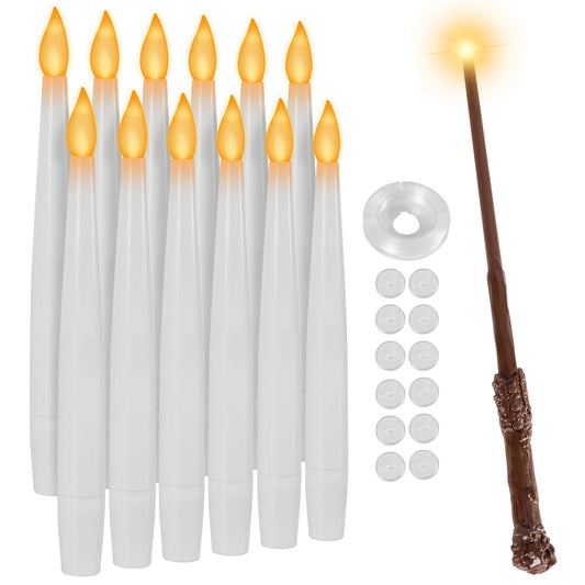 SWANEW 12Stk LED Schwebende Kerzen mit Fernbedienung und Timer, LED Zauberstab Kerzen, Halloween Weihnachten Deko