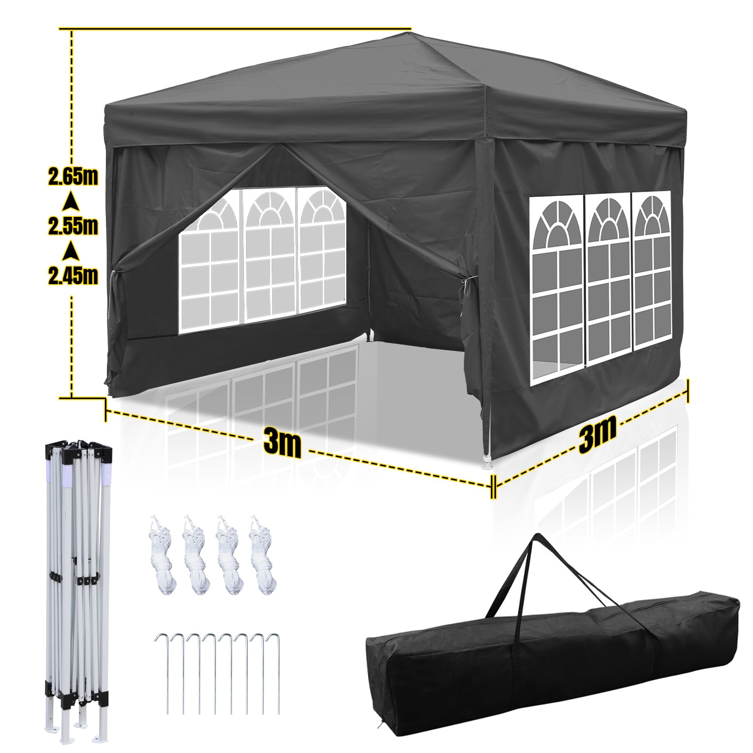 Faltpavillon 3×3 m wasserdicht