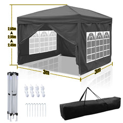 SWANEW Faltpavillon, UV-Schutz Pop Up Pavillon, Partyzelt, 3x3m, Wasserdicht