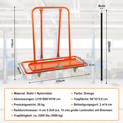 SWANEW Plattenwagen, bis 1000kg, Transportwagen, Plattentransporter, 4 Lenkrollen mit Bremse