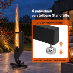 SWANEW 138 cm Pelletfackel Feuerrohr, 3 mm Glasrohr, Kohlenstoffstahl