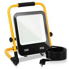 SWANEW LED Baustrahler 50W-200W, Arbeitsleuchte IP66 Wasserdicht, LED-Strahler mit 3M Kabel, und Faltbarer Ständer, 6000K Kaltweiß Fluter für Werkstatt (mit Stecker)