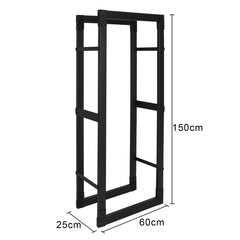 SWANEW Kaminholzregal innen metall Brennholzregal für innen außen, Kaminholzständer, Holzstapelhilfe, Schwarz