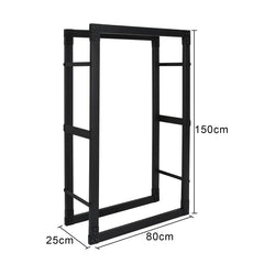 SWANEW Kaminholzregal innen metall Brennholzregal für innen außen, Kaminholzständer, Holzstapelhilfe, Schwarz
