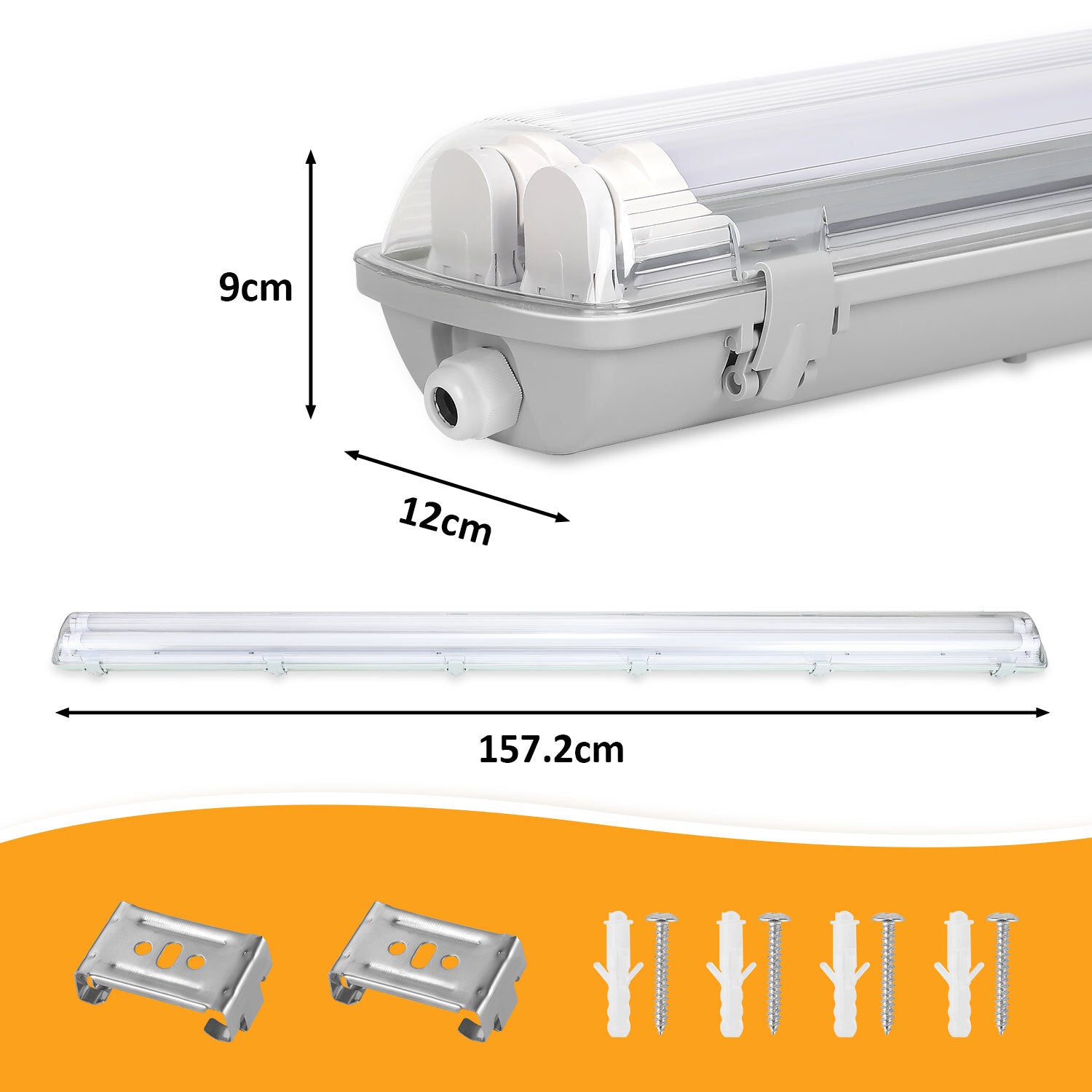 SWANEW LED Feuchtraumleuchte 18W/24W, 120cm/150cm Wannenleuchte, Kaltweiß/Neutralweiß, Doppelt T8 LED Werkstattlampe, Röhrenlampe IP65 Wasserfest