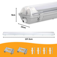SWANEW LED Feuchtraumleuchte 18W/24W, 120cm/150cm Wannenleuchte, Kaltweiß/Neutralweiß, Doppelt T8 LED Werkstattlampe, Röhrenlampe IP65 Wasserfest