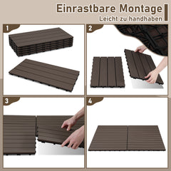 SWANEW WPC Terrassenfliesen, 30x60cm Balkonfliesen, Klickfliesen, Gartenfliesen, 1㎡-5㎡