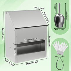 Hühnerfutterautomat mit Deckel & Wandhalterung