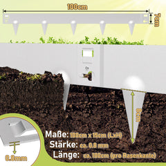 SWANEW Rasenkante Metall, Mähkante, Beetumrandungen mit Dornen, Beeteinfassung,15cm/18cm