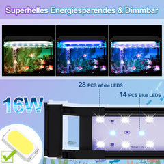 SWANEW LED Aquarium Beleuchtung, 16W/20W/25W, Aquariumbeleuchtung Weiß Blau, Aquarium Lampe mit Verstellbarer Halterung, für 90cm-120cm Süßwasser-Aquarien