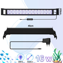 SWANEW LED Aquarium Beleuchtung, 16W/20W/25W, Aquariumbeleuchtung Weiß Blau, Aquarium Lampe mit Verstellbarer Halterung, für 90cm-120cm Süßwasser-Aquarien