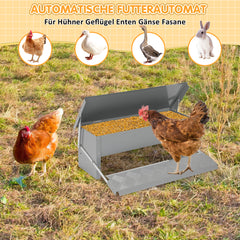 SWANEW Futterautomat hühner, Huhn Gänse Futterspender, 5 kg, mit Handschuhen und Löffel