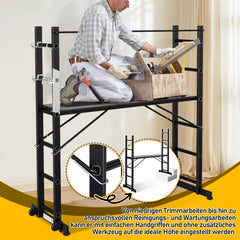 SWANEW Gerüst, Gerüstleiter, Arbeitsgerüst, 4 in 1Alu Mobile Mehrzweckleiter 2x6 Stufen