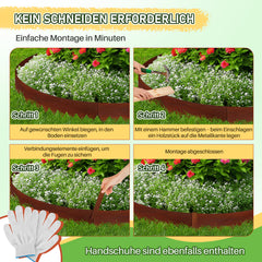 SWANEW Rasenkante Metall, Höhe 20cm, Beeteinfassung, mit Dornen, Mähkante