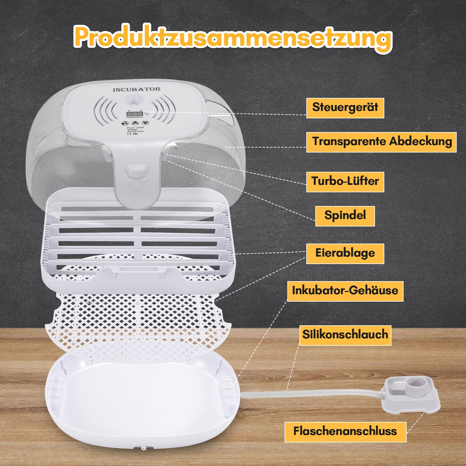 Brutautomat Vollautomatisch Inkubator für 16 Hühnereier