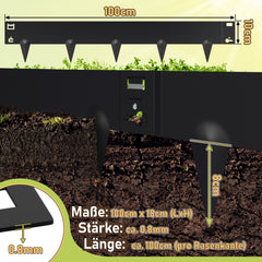 SWANEW Rasenkante Metall, Mähkante, Beetumrandungen mit Dornen, Beeteinfassung,15cm/18cm
