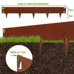 SWANEW Rasenkante mit Dornen, Beetumrandung Metall, Beeteinfassung 15cm/18cm