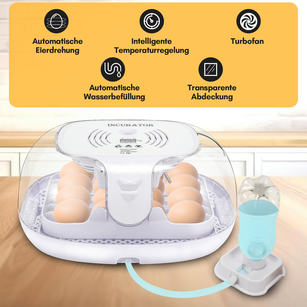 SWANEW Brutautomat Vollautomatisch, Inkubator für 16 Hühnereier, Brutmaschine mit Automatisches Rotationssystem
